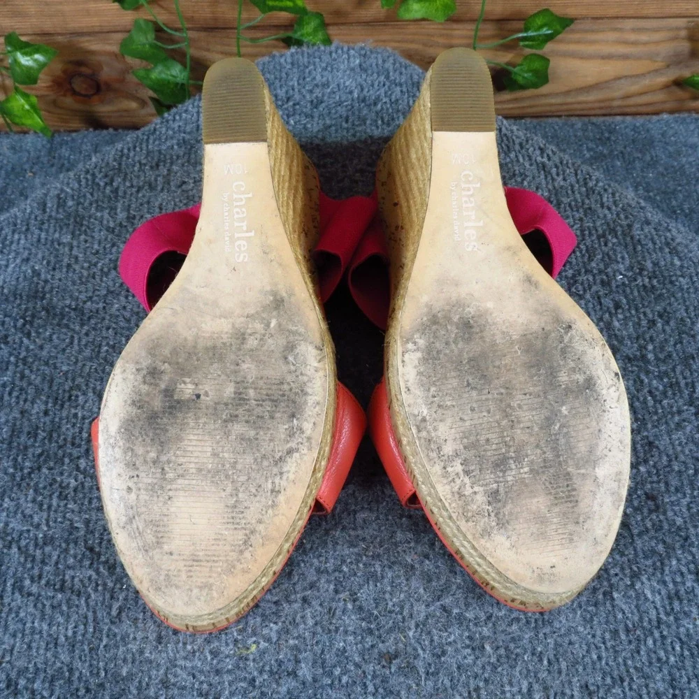 Charles by Charles David Womens Wedge Sandals Size 10M Summer Coral Pink Cork